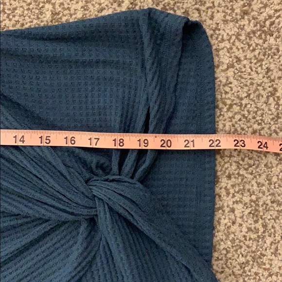 Anthro Akemi & Kin Teal V-Neck Knot Shirt - Picture 7 of 12